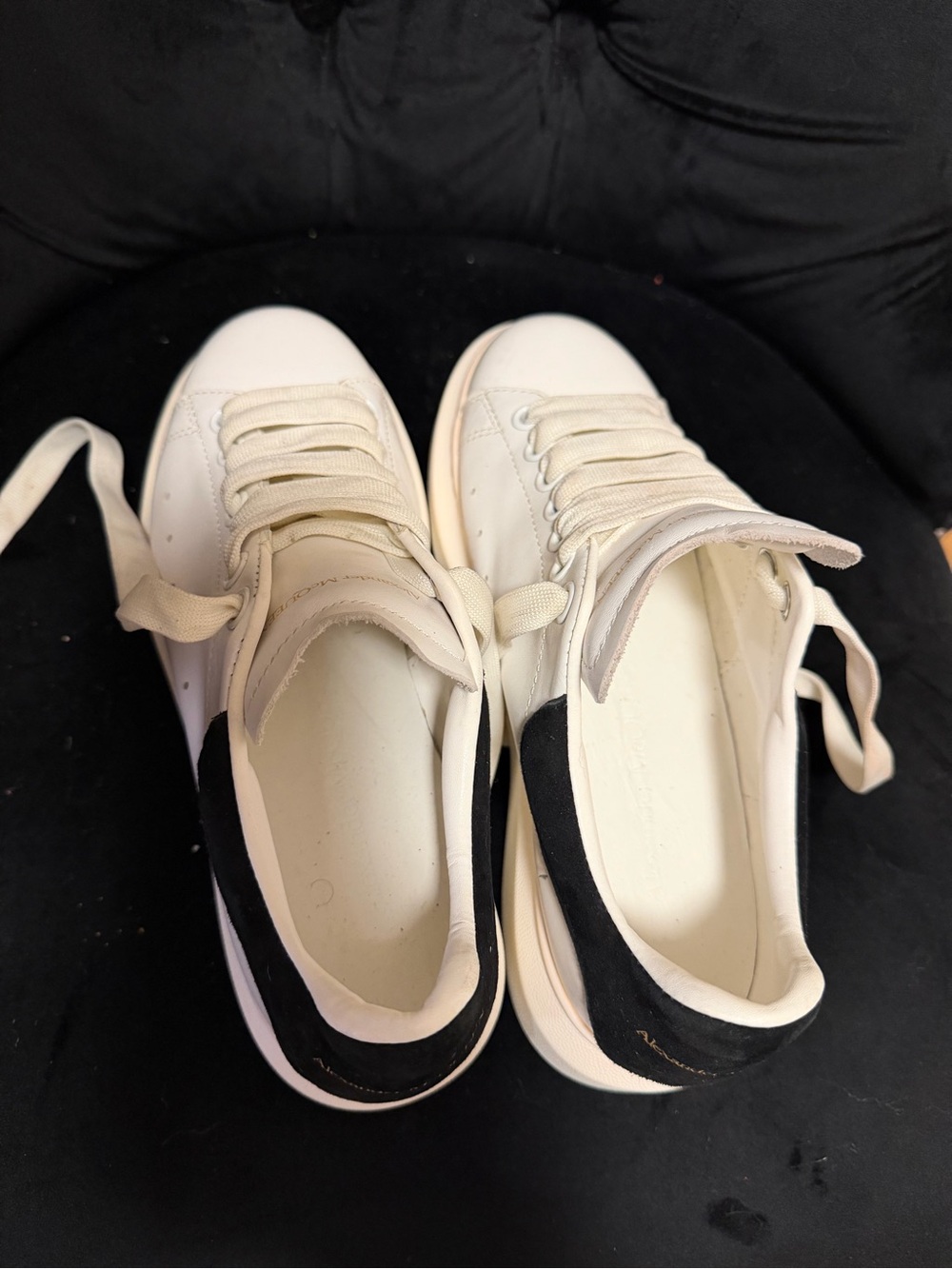 Alexander McQueen Off-White and Black Oversized Sole Sneakers
